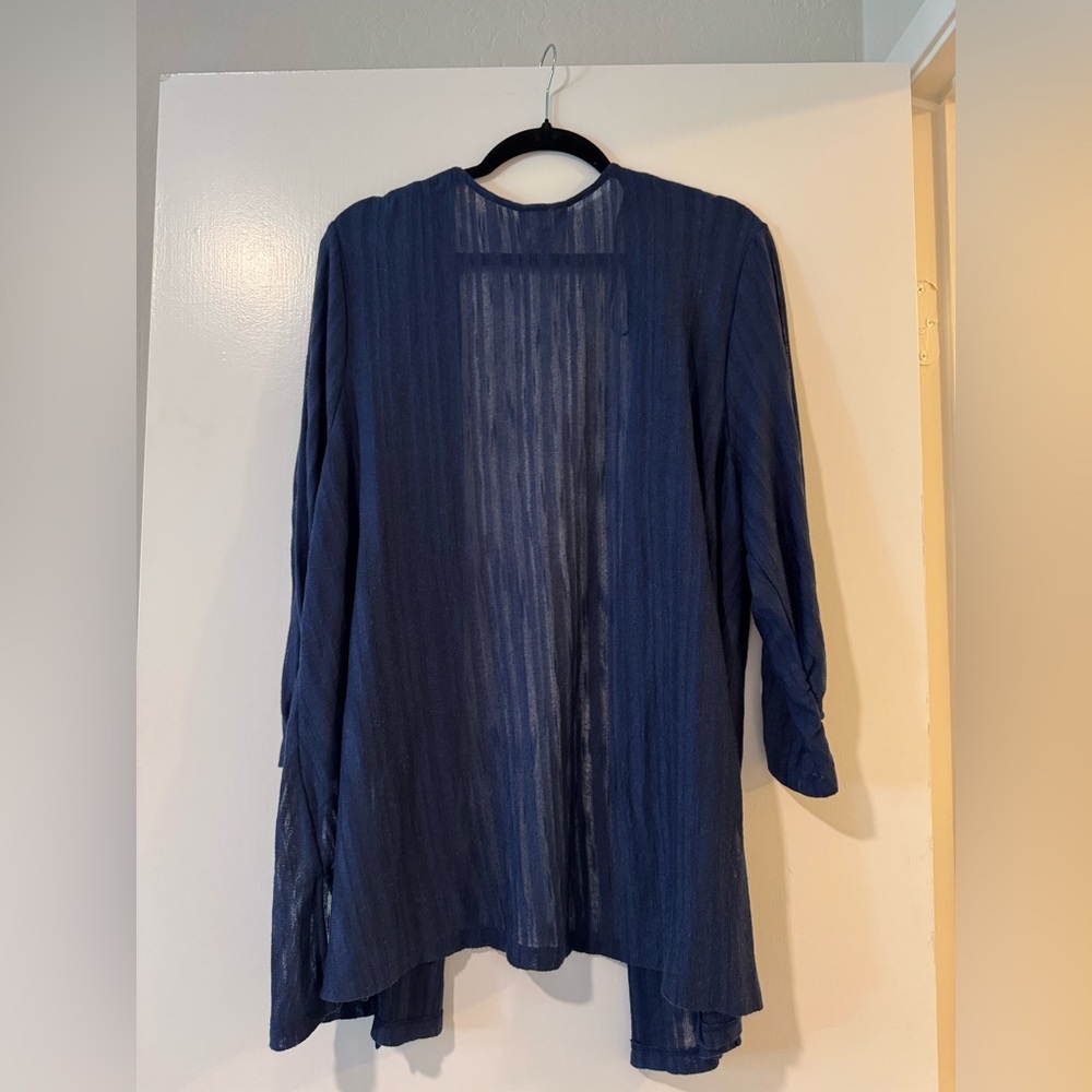 Catherines lightweight cardigan open front 22/24 in navy blue 3/4 sleeve - Picture 3 of 6